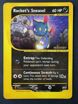 Pokemon - Rockets Sneasel - Winner Stamped - Best Of Game Promo #5 Vintage 2002 - Image 1