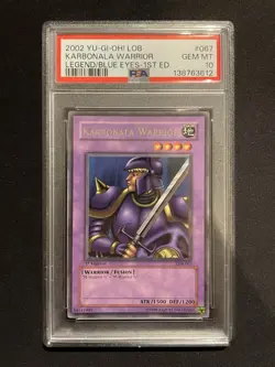 YU-GI-OH! yugioh Karbonala Warrior LOB-067 Rare 1st Edition PSA10 - Image 1