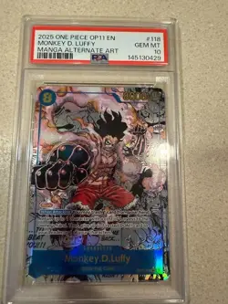 2025 ONE PIECE OP11-118 MONKEY.D.LUFFY MANGA ALT ART English PSA 10 - Image 1