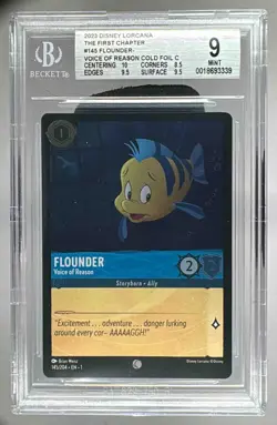 339 Flounder Voice Reason 2023 Disney Lorcana First Chapter #145 Cold Foil BGS 9 - Image 1