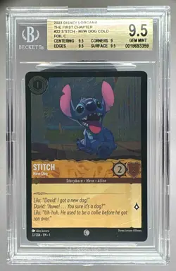 Stich New Dog 2023 Disney Lorcana First Chapter #22 Cold Foil BGS 9.5 - Image 1