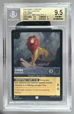 Simba Rightful Heir 2023 Disney Lorcana First Chapter #190 Cold Foil BGS 9.5 - Image 1