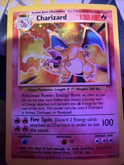 Pokemon TCG Charizard Holo Rare Card Base Set, 4/102,120HP, Unlimited Edition - Image 1