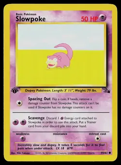 Pokemon Card - Fossil 55/62 Slowpoke Common 1st Edition - Image 1