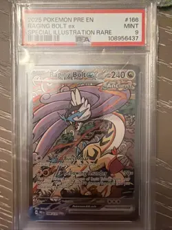 Pokemon TCG Prismatic Evolutions Raging Bolt EX Card 166/131 PSA 9 - Image 1