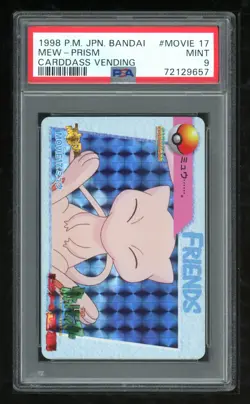 Pokemon Japanese Carddass Movie 17 Mew Prism 1998 Card Bandai PSA 9 72129657 - Image 1