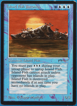 Island Fish Jasconius Arabian Nights PLD Blue Rare CARD (505455) ABUGames - Image 1