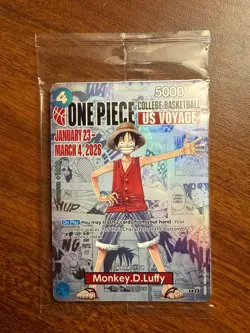 One Piece Monkey D Luffy US College Basketball Promo Card - Image 1