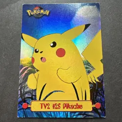 TV2 Pikachu Pokemon Card Rainbow FOIL Topps Series 1 1999 TV Animation Edition - Image 1
