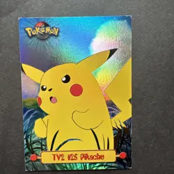 TV2 Pikachu Pokemon Card Rainbow FOIL Topps Series 1 1999 TV Animation Edition - Image 2