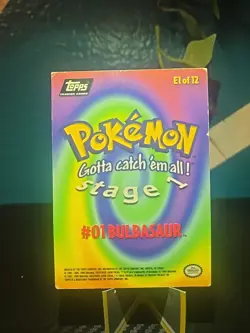 Bulbasaur #01 E1 of 12 Black Logo Topps Holo Foil Trading Cards Pokemon Card - Image 2