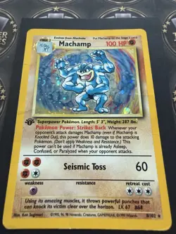 Pokemon Machamp 100 HP Holo Rare 1st Edition Base Set 8/102 English Card - Image 3