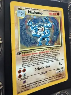 Pokemon Machamp 100 HP Holo Rare 1st Edition Base Set 8/102 English Card - Image 5