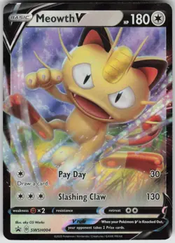 Pokemon Meowth V Promo SWSH: Sword & Shield Promo Cards SWSH004 NM - Image 1
