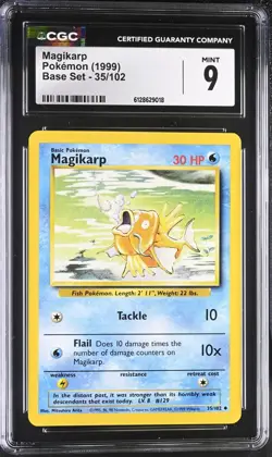CGC 9 Base Set Unlimited Magikarp 35/102 Pokemon Cards 1999 - Image 1