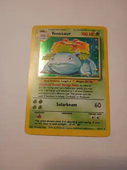 Pokemon TCG Venusaur Base Set Holo Unlimited Rare Card 15/102 MP Condition - Image 1