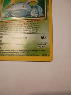 Pokemon TCG Venusaur Base Set Holo Unlimited Rare Card 15/102 MP Condition - Image 2