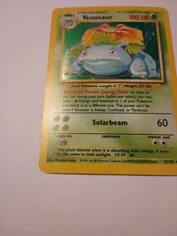 Pokemon TCG Venusaur Base Set Holo Unlimited Rare Card 15/102 MP Condition - Image 5