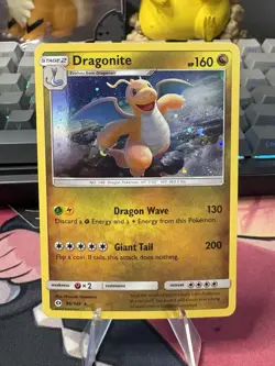 Pokemon Dragonite TCG Cosmos Holo Card 96/149 Sun & Moon Light Holo Scratch’s - Image 1