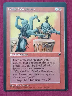 Magic The Gathering FALLEN EMPIRES GOBLIN WAR DRUMS FRAZIER red card MTG - Image 1
