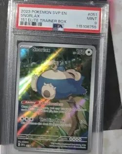 Pokemon TCG Snorlax Scarlet & Violet 151 ETB Promo Card #051 PSA 9 Mint - Image 1