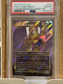 CELES, RUNE KNIGHT 2025 MAGIC THE GATHERING BORDERLESS SURGE FOIL GRADED PSA 10 - Image 1