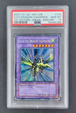 2002 Yu-Gi-Oh! Legend of Blue Eyes Gaia The Dragon Champion #LOB-125 PSA 10 - Image 1