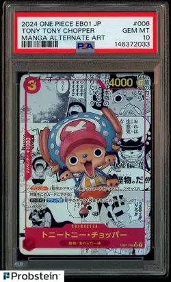 2024 One Piece EB01 Japanese #006 Tony Tony Chopper Manga Alternate Art PSA 10 - Image 1