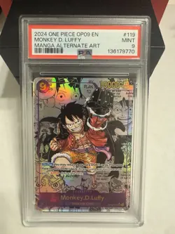 Namco One Piece Monkey.D.Luffy OP09-119 Alt Art Foil Secret Rare PSA 9 - Image 1