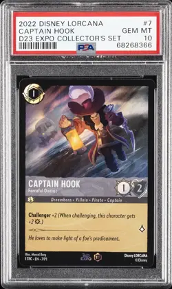 2022 DISNEY LORCANA D23 EXPO PROMO #7 CAPTAIN HOOK - FORCEFUL DUELIST PSA 10 - Image 1