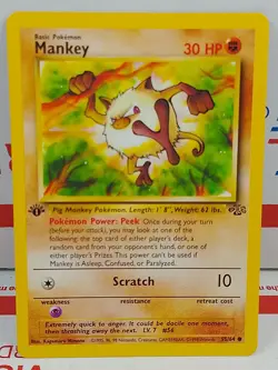 Mankey 55/64 1st Edition Jungle Set Common 1999 English Pokemon Card WoTC - Image 1