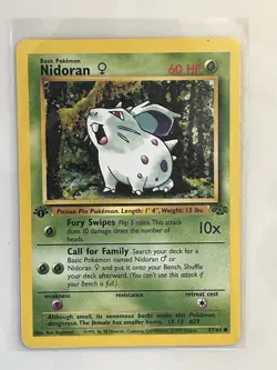 1999 Pokemon TCG Nidoran 1st Edition Jungle 57/64 Vintage Card WOTC MP - Image 1