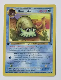 Omanyte 52/62 1st Edition 1999 Pokemon Fossil WOTC Card - Image 1