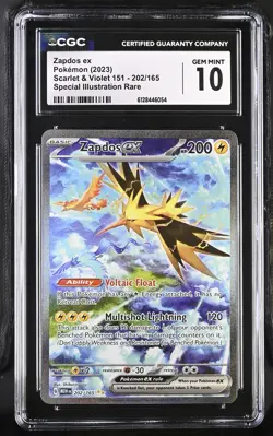 CGC 10 Zapdos ex 202/165 SIR Scarlet & Violet 151 Pokemon Card - Image 1