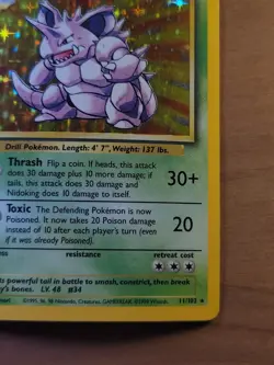 Pokemon TCG Base Set Nidoking Holo Rare Card 11/102 - Image 5