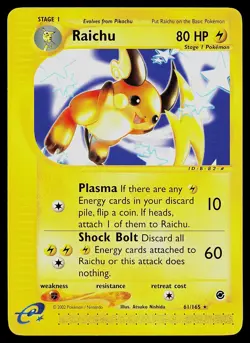 Pokemon Card - Raichu Expedition 61/165 Rare Non-Holo - Image 1
