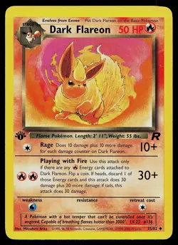Pokemon Card - Dark Flareon Team Rocket 35/82 Uncommon 1st Edition - Image 1