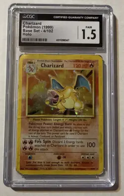 1999 Pokemon #4 Base Set Charizard Holo CGC 1.5 Fair - Image 1