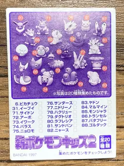 Pokemon Kids' Mini Card Raichu Nintendo Bandai Pocket Monsters 1997 Japan - Image 2