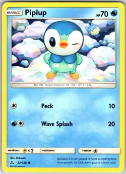 Piplup 32/156 Common Regular Card SM - Ultra Prism Pokemon TCG NM - Image 1