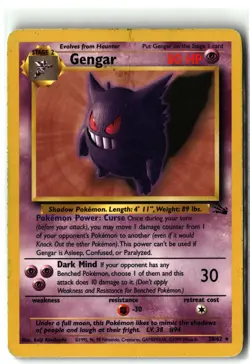 Gengar ⭐ 20/62 Rare Fossil 1999 Pokemon MP - Image 1