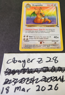 Pokemon TCG Dragonite #19/62 Fossil Unlimited Non-holo Rare, LP-MP - Image 1