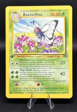 Pokemon Butterfree 33/64 1st edition Jungle 1999 WOTC Non Holo LP - Image 2