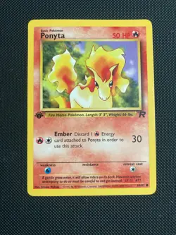 Pokemon TCG Ponyta 64/82 1st Edition Team Rocket Common Vintage WOTC 2000 (LP) - Image 1