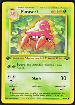 1999 Pokemon Jungle Parasect 1st Edition Uncommon Card #41 of 64 WOTC - Image 1