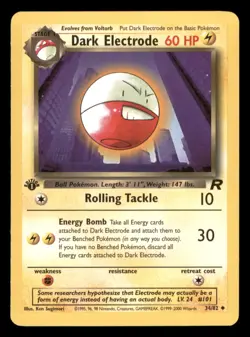 Dark Electrode 34/82 1st Edition Team Rocket 2000 Pokemon WotC - Image 1