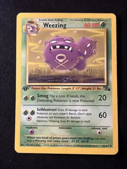 WEEZING 45/62 1st Edition Fossil WOTC Pokemon Card MP - Image 1
