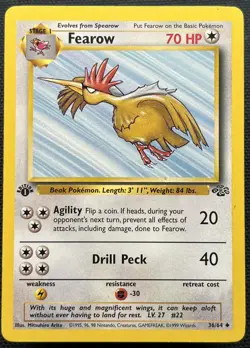 1st Edition Fearow 36/64 Jungle Non Holo Uncommon WoTC Pokemon 1999 LP - Image 1