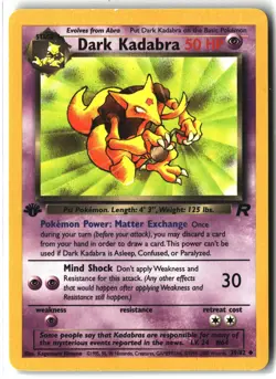 Dark Kadabra ⭐ 39/82 1st Edition WOTC Uncommon Team Rocket 2000 Pokemon NM - Image 1