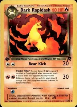 Vintage Wotc Pokemon Dark Rapidash 1st ed Team Rocket 44/82 Light Play LP - Image 1